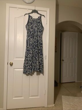 Chaps Navy and White Paisley Midi Sundress